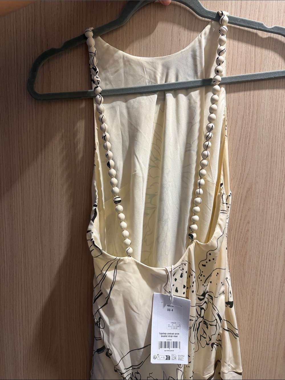 Contrast Floral Stripe Print Beaded Strap Midi Dress - Picture 4 of 4